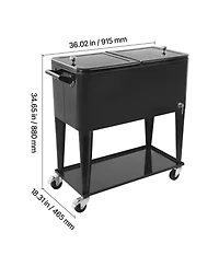 Sevorley Rolling Ice Chest Cart, 80 quart, Bottom Shelf, Holds 110 Cans