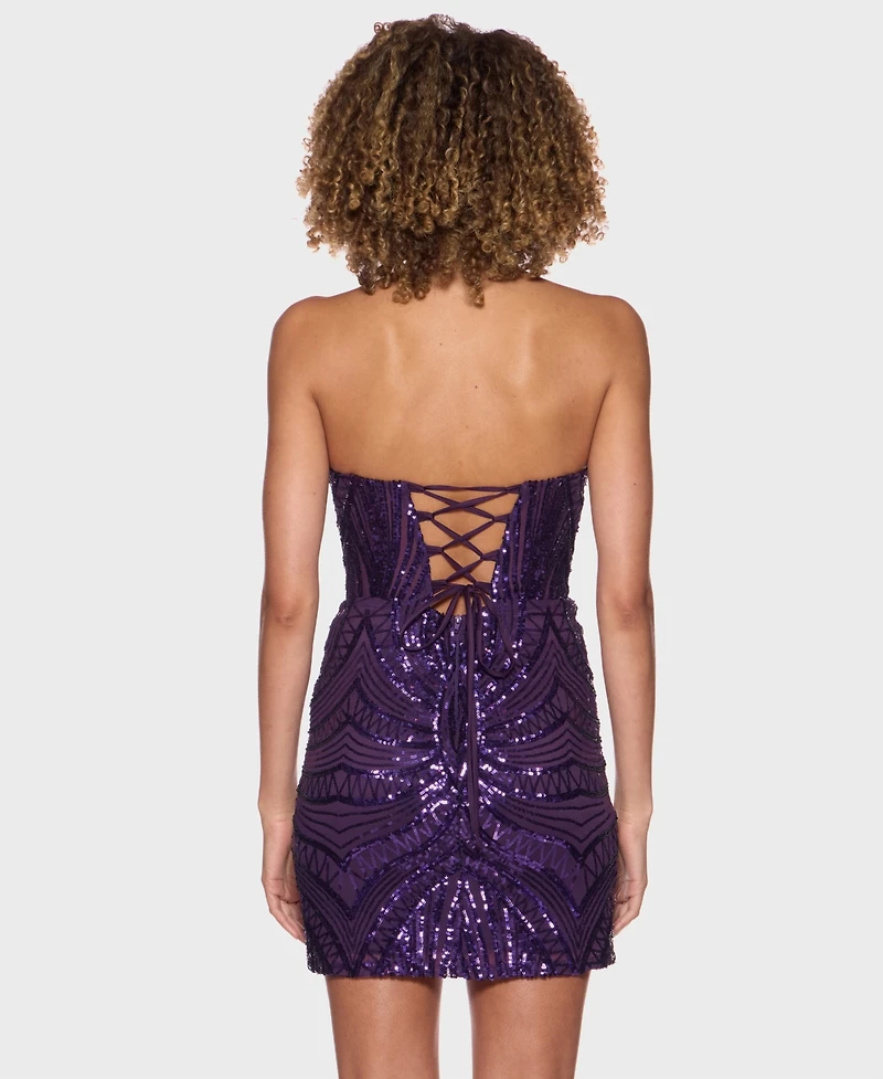 B Darlin Juniors' Strapless Sequin Corset-Bodice Dress, Macy's Exclusive