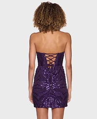 B Darlin Juniors' Strapless Sequin Corset-Bodice Dress, Macy's Exclusive