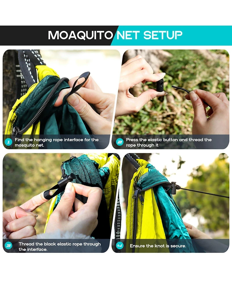 Piscifun Camping Hammock With Mosquito Net Portable Tree Straps For Outdoor Hiking Beach Backyard