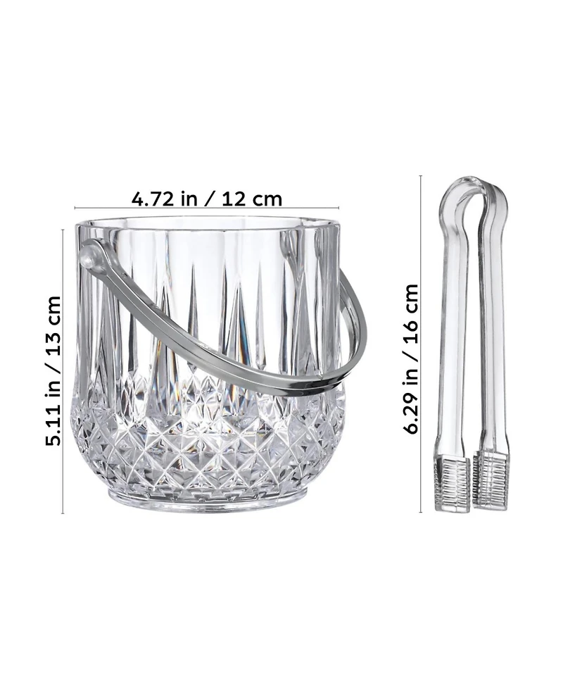 Piscifun Portable Clear Plastic Ice Bucket With Handle and Clip 60oz Capacity For Home Bar Parties