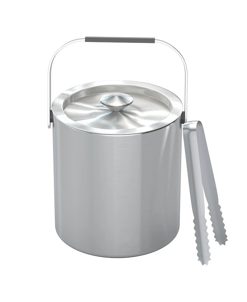 Piscifun Stainless Steel Double Wall Insulated Ice Bucket with Strainer Tongs Lid for Parties Home Bar