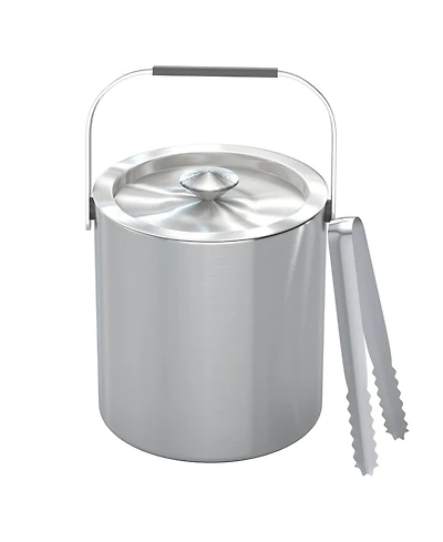 Piscifun Stainless Steel Double Wall Insulated Ice Bucket with Strainer Tongs Lid for Parties Home Bar
