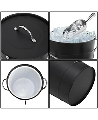 Piscifun Double Walled Galvanized Steel Ice Bucket With Lid And Scoop Carry Handles For Parties Camping Bbq