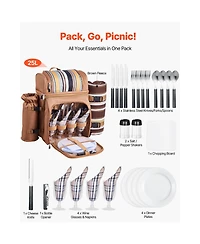 Sevorley 4-Person Picnic Backpack with Insulated Cooler, Blanket and Cutlery Set