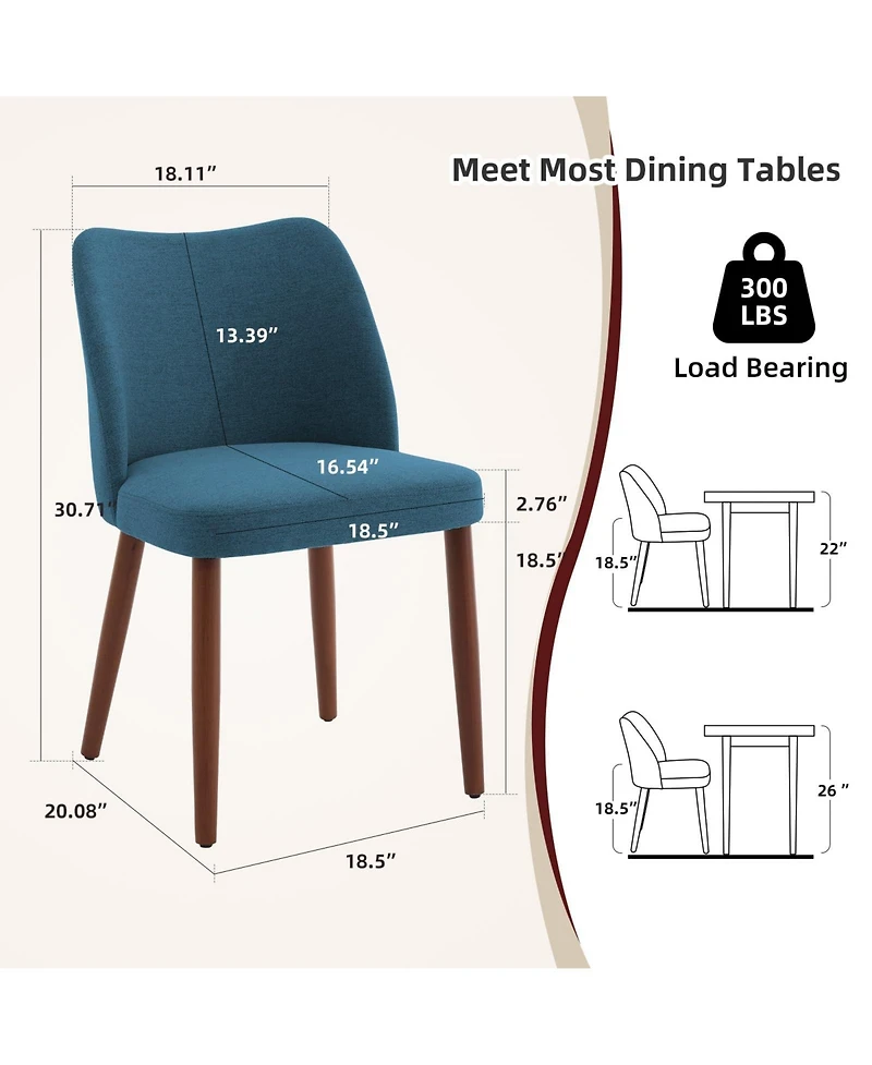 homfan 4 Set of Upholstered Dining Chairs, Thick Cushioned Seat, Sturdy Wooden Legs with Leveling Feet, Modern Kitchen, Room Chairs