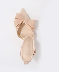 Berness Women's Tulip Satin D'Orsay Bow Pumps