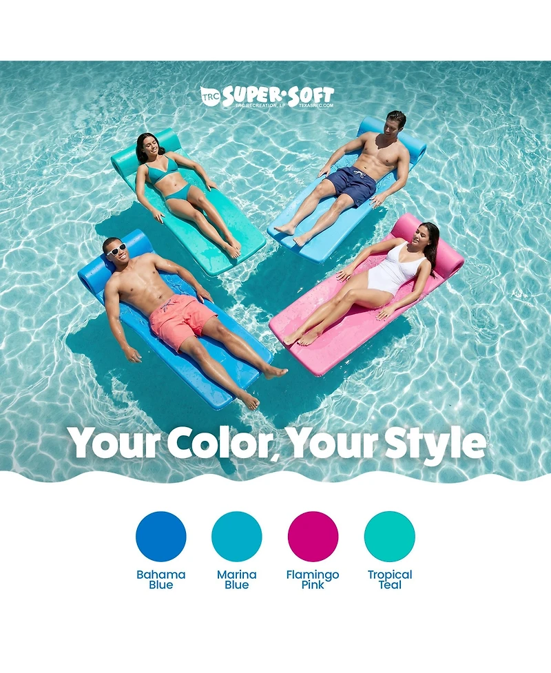 Trc Recreation Ultra Sunsation 2.5 Inch Thick Foam Pool Float Mat, Tropical Teal