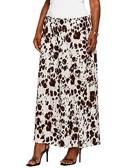 Coin 1804 Plus Cow Print Elastic Waist Maxi Skirt