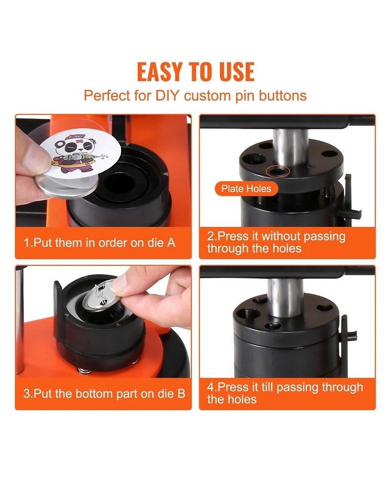 Sevorley 1.25-Inch Button Maker Machine, 32 mm Pin Press Kit with 500 Parts, Ergonomic Handle, and Magic Book