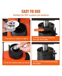 Sevorley 1.25-Inch Button Maker Machine, 32 mm Pin Press Kit with 500 Parts, Ergonomic Handle, and Magic Book