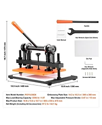Sevorley Manual Leather Cutting Machine with 14.2 x 10.2 in Embossing Plate