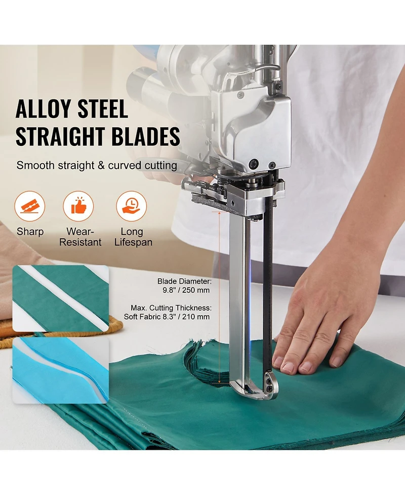 Sevorley 750W Straight Knife Fabric Cutter, Industrial Cloth Cutting Machine with Auto Blade Sharpener