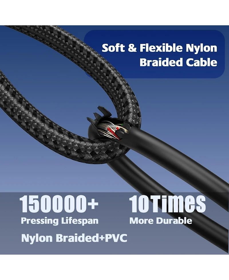 Lofree Nylon Braided Audio Cable Gold Plated Connectors Hi Fi Sound Quality Multi Layer Shielding