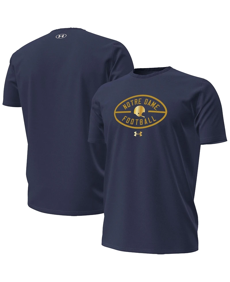 Under Armour Men's Navy Notre Dame Fighting Irish 2026 Shamrock Series Metallic Football Icon Performance Cotton T-Shirt