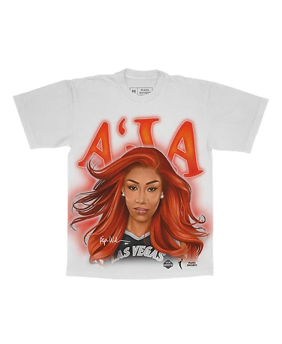 Playa Society Men's and Women's A'ja Wilson White Las Vegas Aces Player T-Shirt