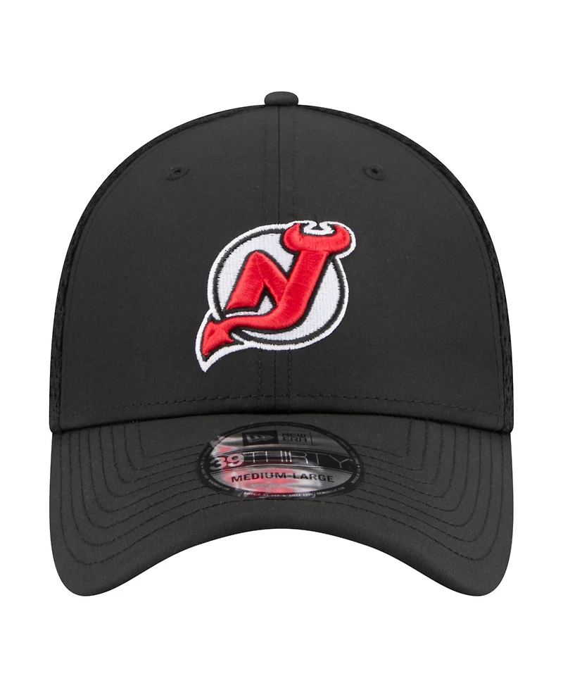New Era Men's Black Jersey Devils Logo 39THIRTY Flex Hat