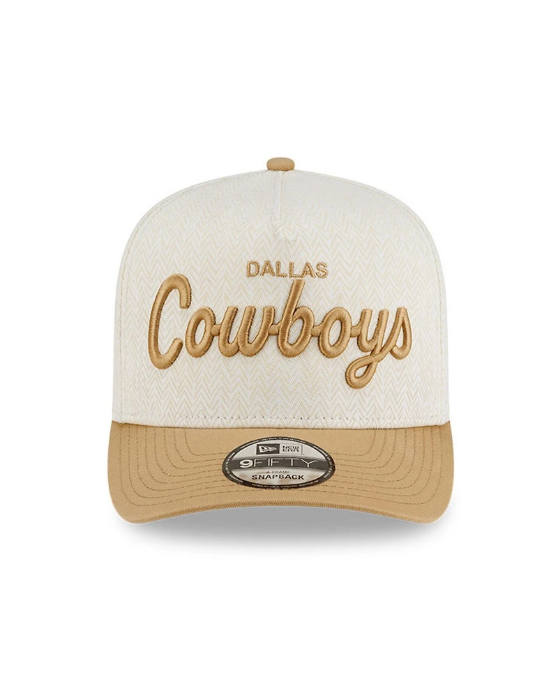 New Era Men's Cream Dallas Cowboys Herringbone 9FIFTY A-Frame Snapback Hat