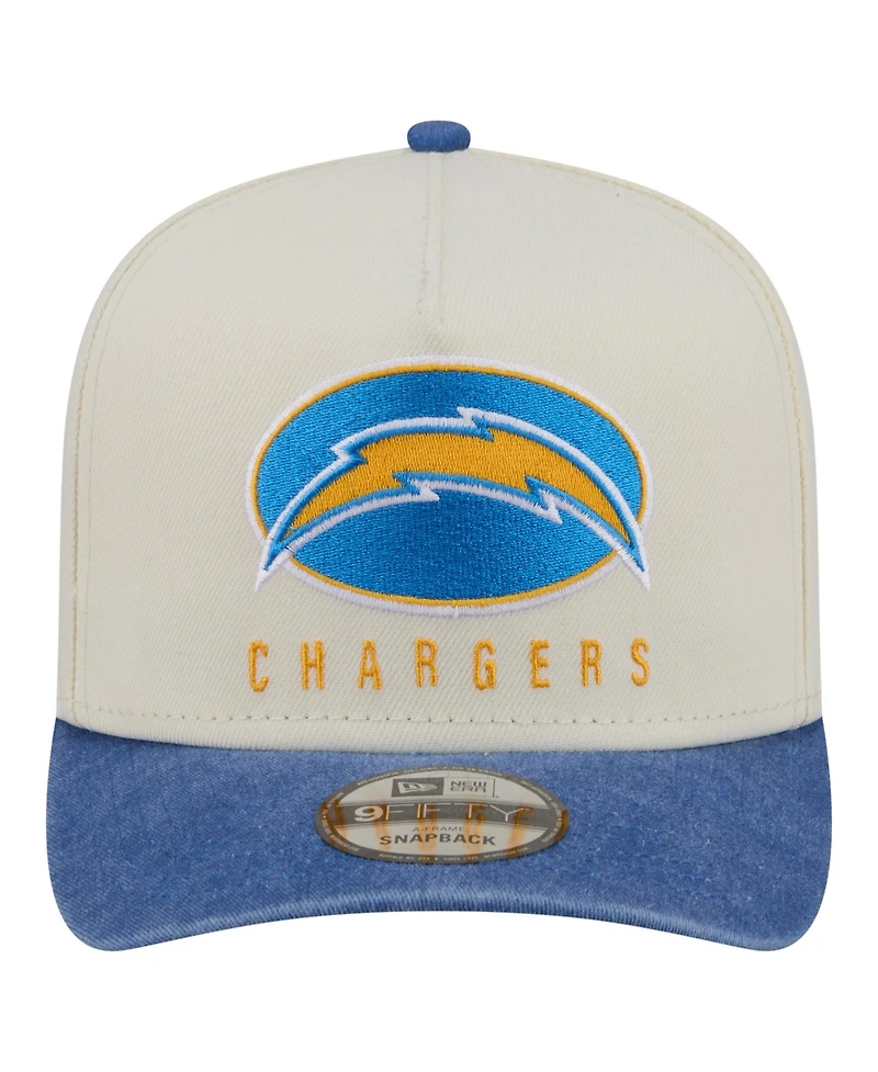 New Era Men's Cream/Powder Blue Los Angeles Chargers Washed A-Frame 9FIFTY Snapback Hat