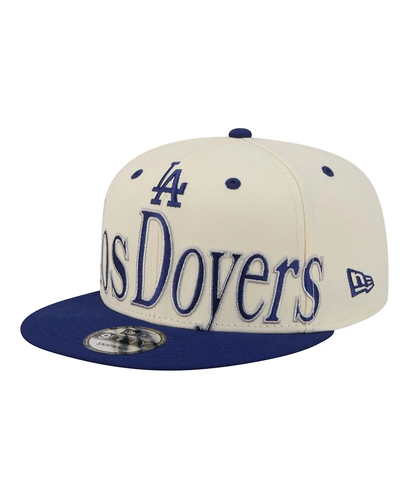 New Era Men's Cream Los Angeles Dodgers Oversized Slogan 9FIFTY Snapback Hat