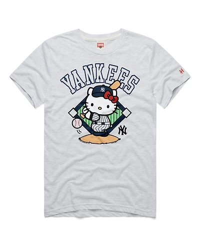 Homage Men's and Women's Ash New York Yankees Hello Kitty Tri-Blend T-Shirt