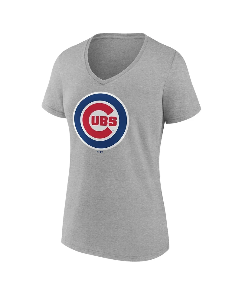 Logo Athletic Women's Gray Chicago Cubs V-Neck T-Shirt