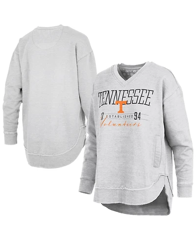 Pressbox Women's Heather Gray Tennessee Volunteers Marcus East Hall Poncho V-Neck Sweatshirt
