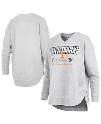 Pressbox Women's Heather Gray Tennessee Volunteers Marcus East Hall Poncho V-Neck Sweatshirt