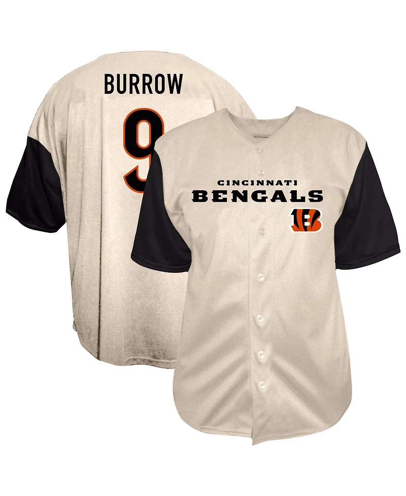 Fanatics Men's Joe Burrow Cream Cincinnati Bengals Big Tall Baseball Button-Up Shirt
