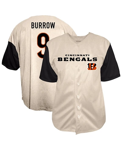 Fanatics Men's Joe Burrow Cream Cincinnati Bengals Big Tall Baseball Button-Up Shirt