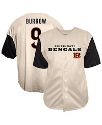 Fanatics Men's Joe Burrow Cream Cincinnati Bengals Big Tall Baseball Button-Up Shirt