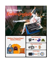 Sevorley 5-in-1 Hybrid Heat Press for Shirts, Mugs and Caps