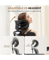 homfan Ergonomic Mesh Office Chair with adjustable headrest, lumbar support, flip-up arms, swivel wheels, and sturdy metal base