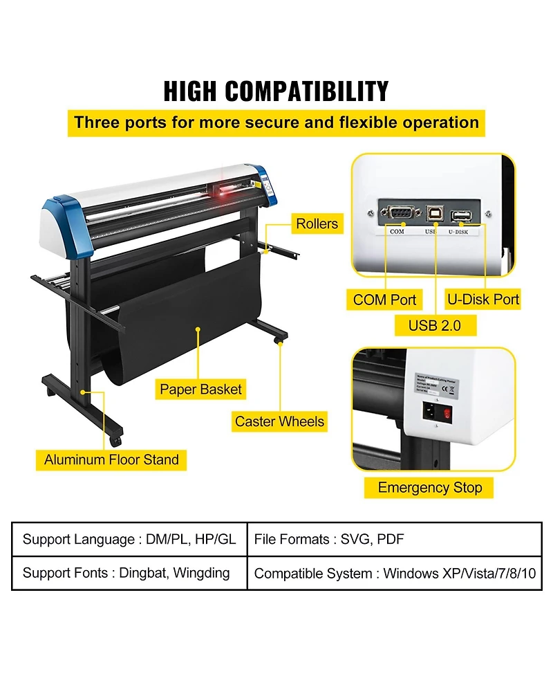 Sevorley Automatic Contour Vinyl Cutter Plotter with Floor Stand and Optical Eye