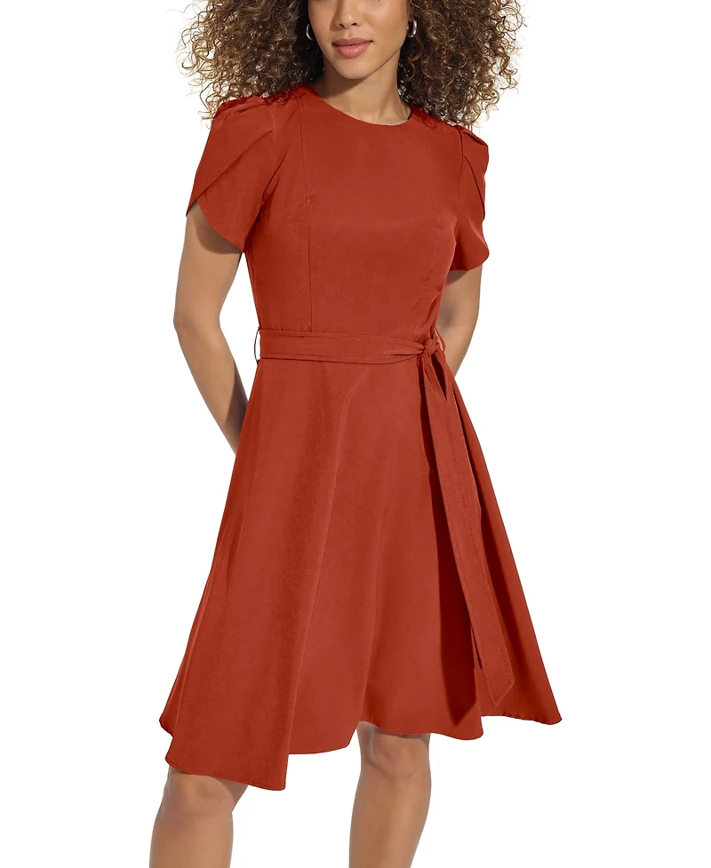 Calvin Klein Women's Tulip Sleeve Fit & Flare Dress