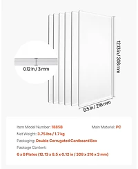 Sevorley Clear Polycarbonate Cutting Plates, 6-Pack for Die Cutting Machines