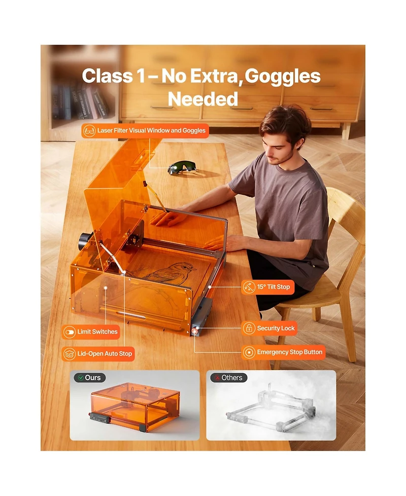 Sevorley 20W Enclosed Laser Engraver and Cutter, Working Area