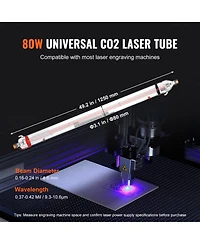 Sevorley 90W CO2 Laser Tube, Borosilicate Glass Cutter Tube with Metal Head