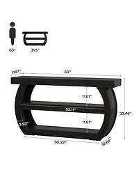 Tribesigns Farmhouse Console Table, 3-Tier Wooden Entryway Table with Storage Shelves, Long Rectangular Sofa Behind the Couch