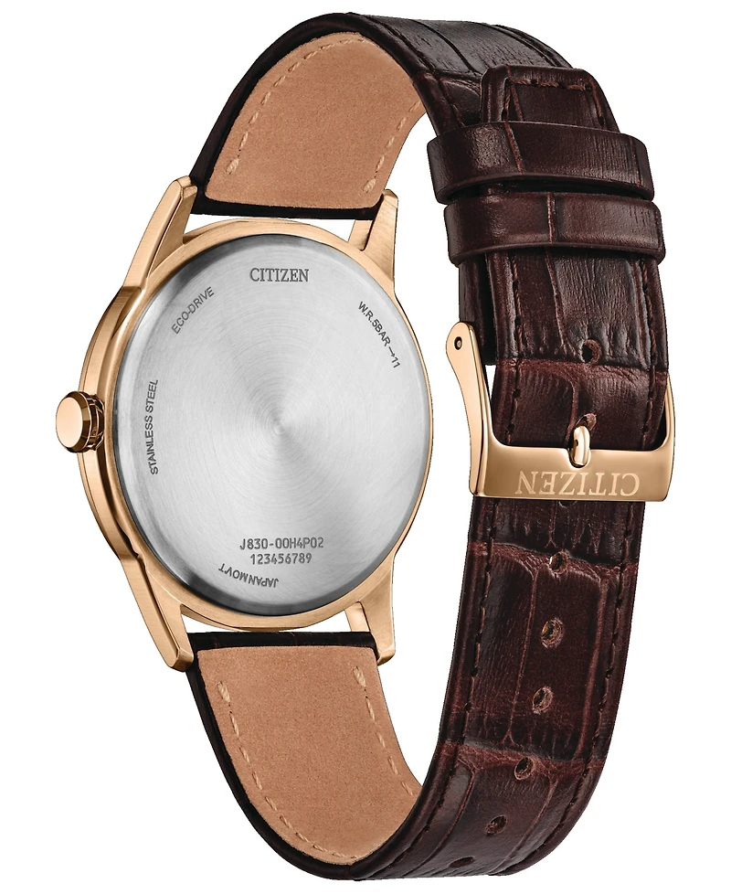 Citizen Men's Rolan Brown Leather Strap Watch 41mm
