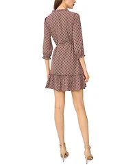 CeCe Women's Ruffle V-Neck 3/4-Sleeve Mini Dress