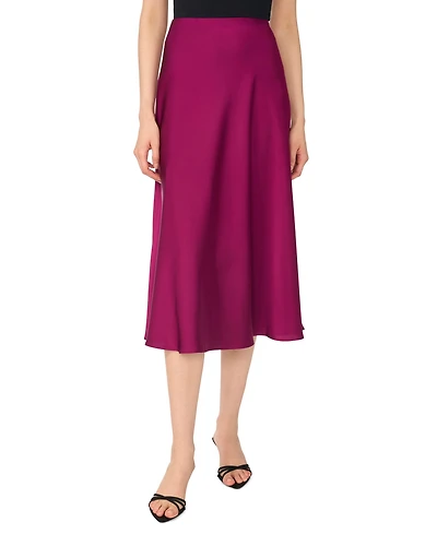CeCe Women's A-line Side-Zip Satin Midi Skirt