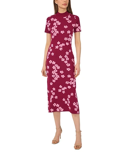 CeCe Women's Flower Jacquard Maxi Knit Dress