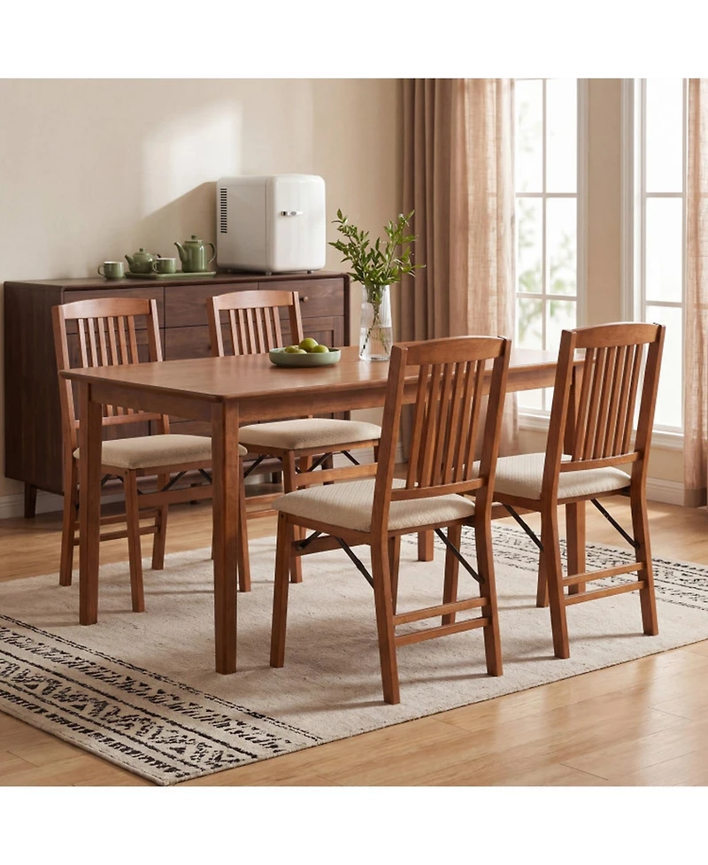 Sugift Foldable Upholstered Kitchen Chairs with Cushioned Seat