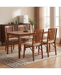 Sugift Foldable Upholstered Kitchen Chairs with Cushioned Seat
