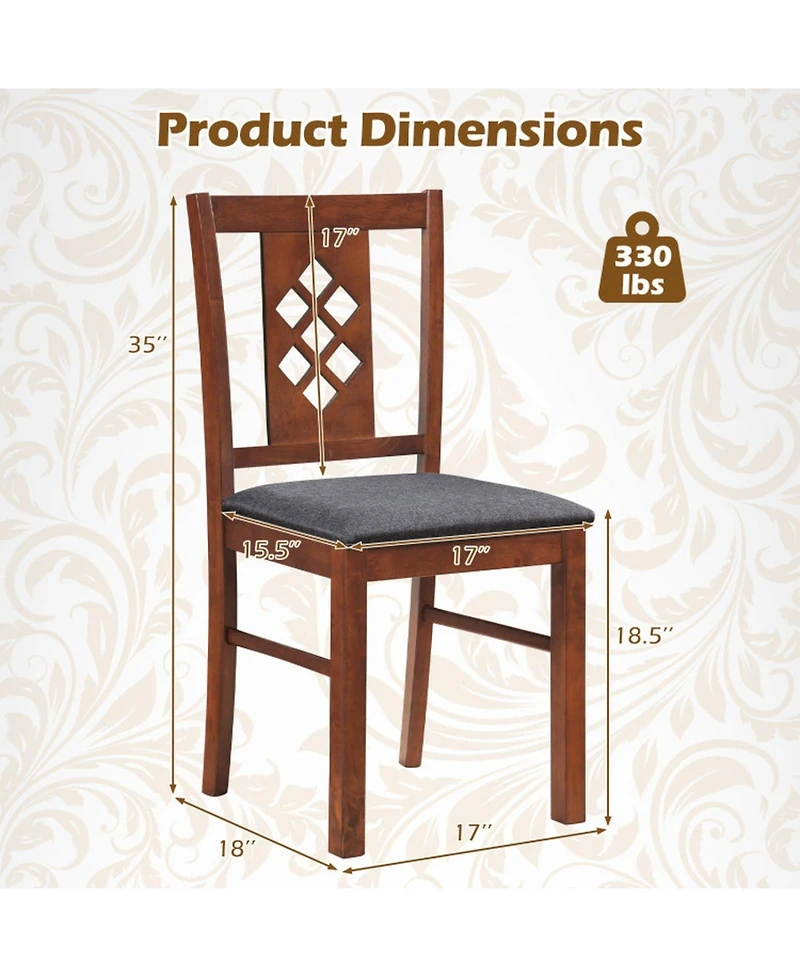 Sugift Linen Upholstered Kitchen Chairs Set of 4 with Diamond Lattice Back