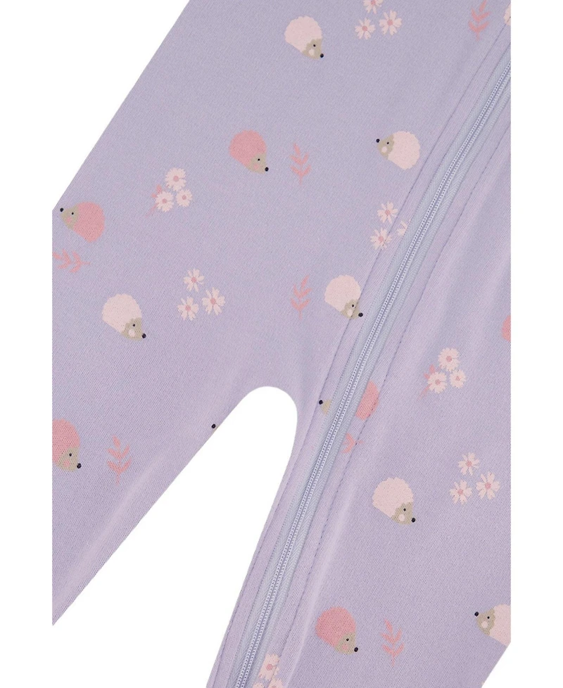 Deux par Baby Girls Cotton One Piece Pajama Purple Hedgehog Print