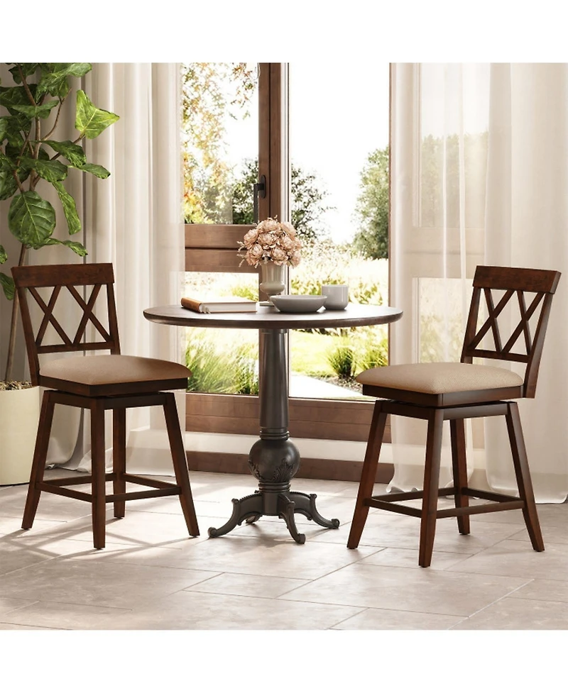 Sugift 24-Inch Counter Height Bar Stools Set of 4 with Upholstered Backrest