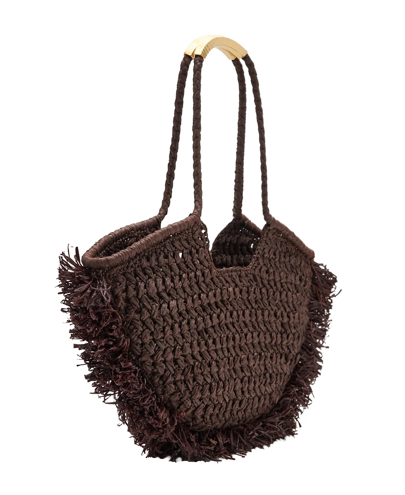 Mango Women's Natural-Fiber Shoulder Bag