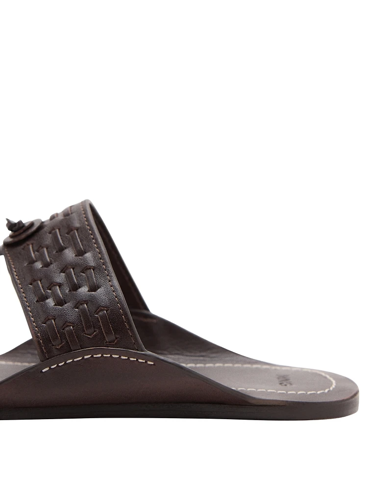 Mango Women's Stitching Detail Leather Sandals